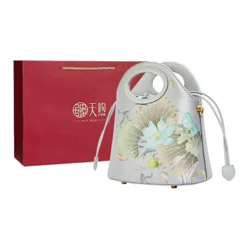 Pmsi Split Cow Leather With Mulberry Silk Bucket Bags Handbags Women's Multicolor