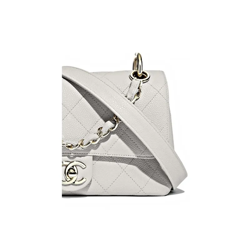 CHANEL Embossed Calfskin One Shoulder Handbag, Crossbody Bag Women's Gray-2