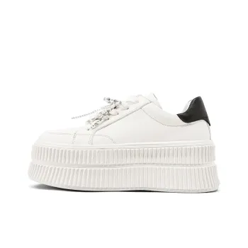 KMD Lightweight Height Increasing Low Top Skateboard Shoes Women's White