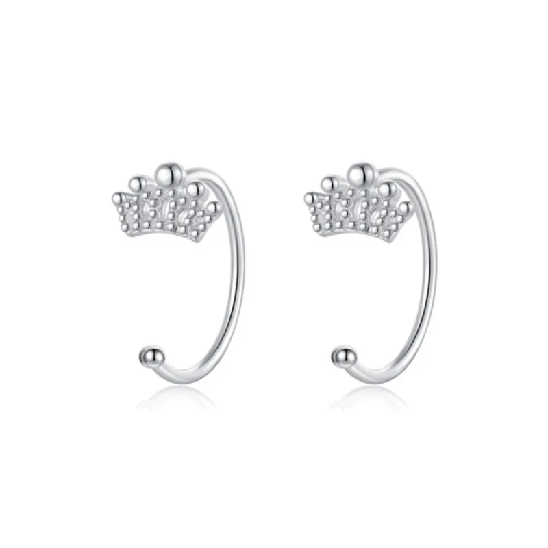 KIVA S999 Silver Stud Hoop Earrings Women's-22