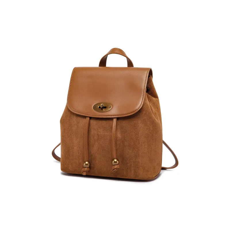 FAIRWHALE PU Backpack Regular Women's Black/Caramel-10