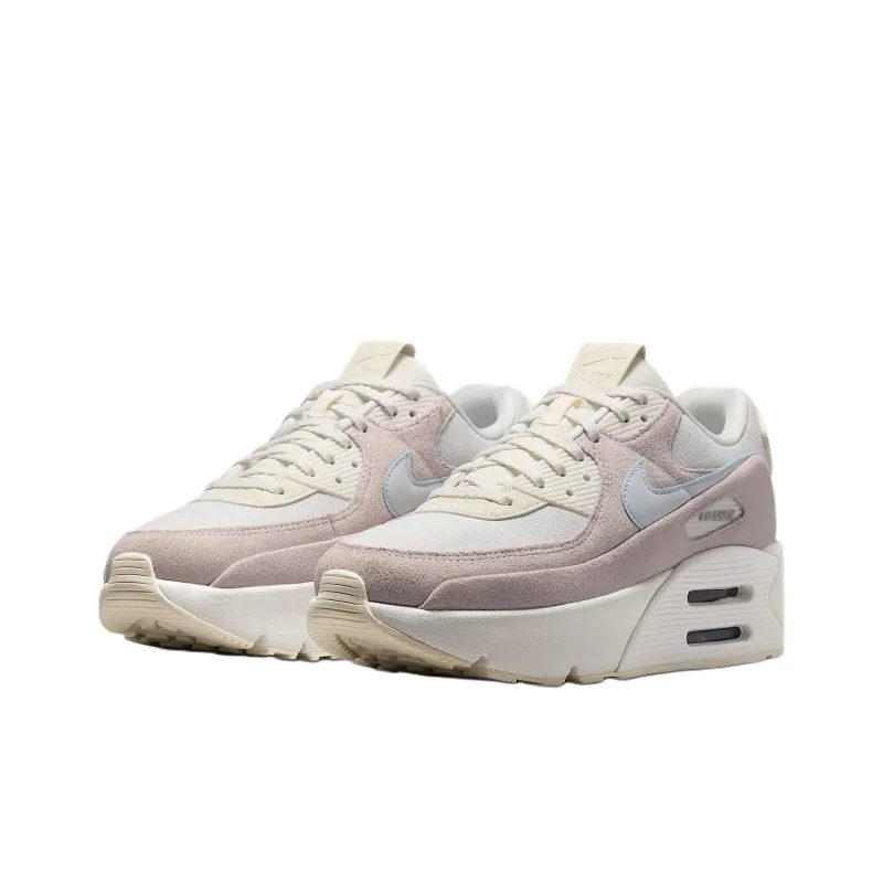 Nike Air Max 90 Anti Slip Wear Resistant Low Top Casual Shoes Women's Gray Pink-2