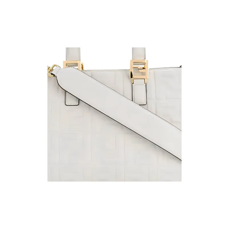 FENDI Leather Tote Bag, Shopping Bag, One Shoulder Handbag Small Size Women's White-2