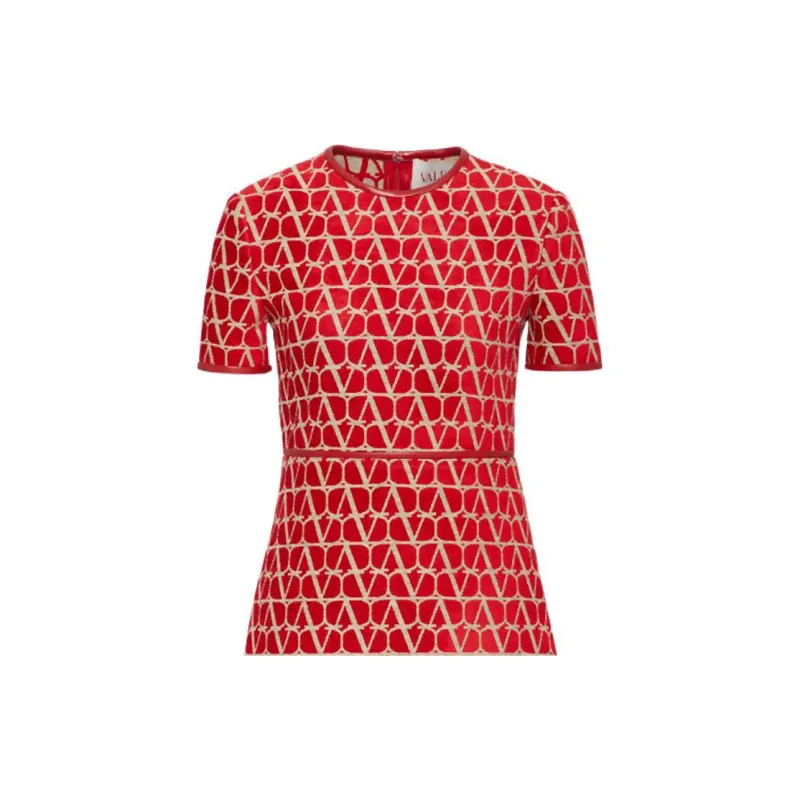 Valentino ROSSO Chinese New Year Short Sleeved Dresses Women's Red-1
