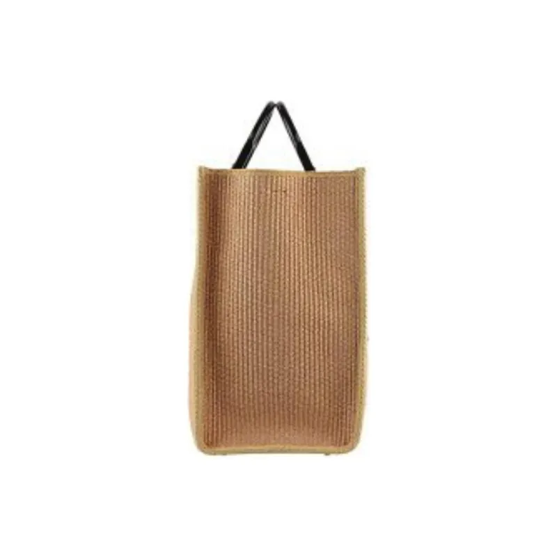 FENDI Sunshine Woven Straw Tote Bag Shopping Bag Handbag Large Size Women's Beige Yellow-3