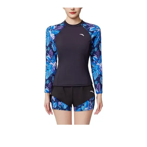 Anta Two-Piece Swimsuits Women's Black/Floral Blue