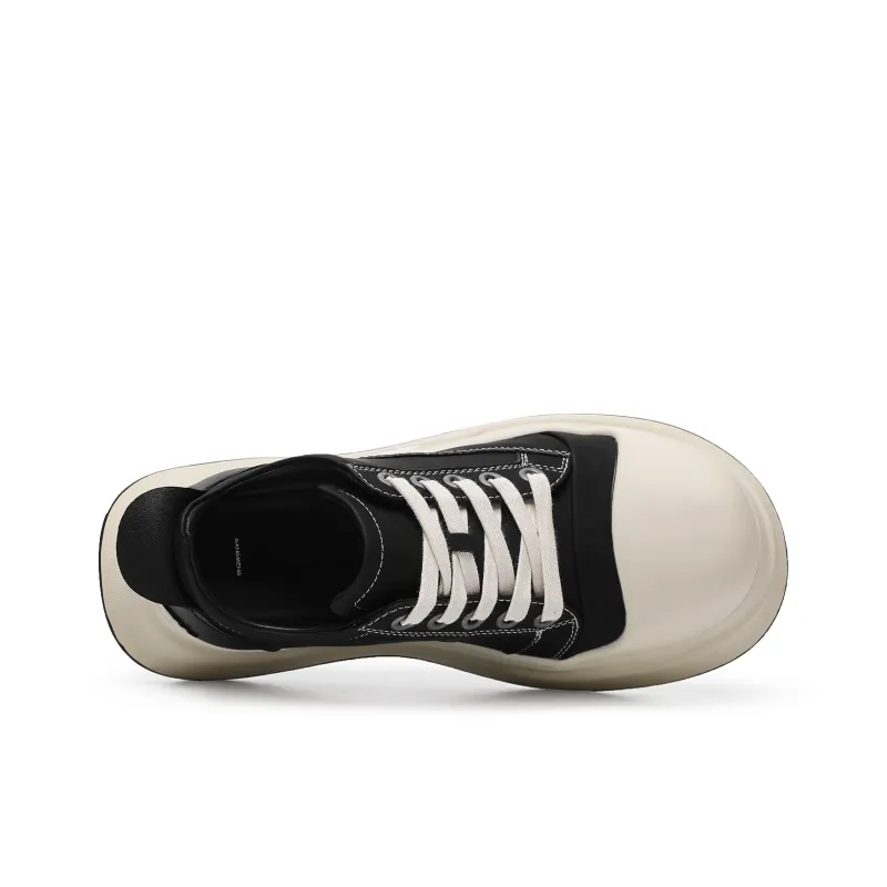 Hong Kong Meng Slip Resistant Lightweight Height Increasing Low Top Skateboard Shoes Unisex Black-4