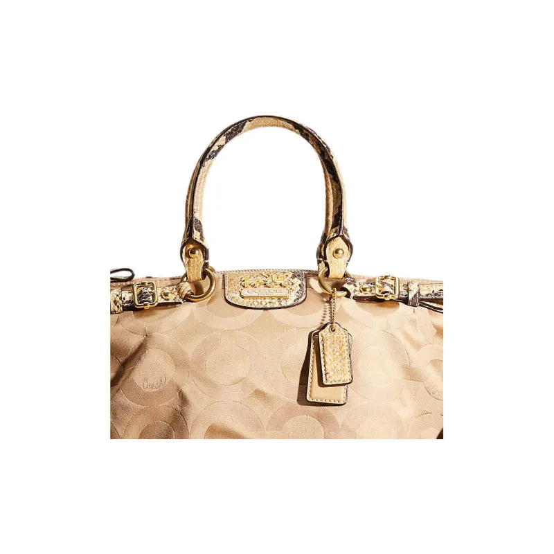 COACH Madison Cotton Sateen Briefcase Shoulder Bag Crossbody Bag Handbag Large Size Women's Khaki-1