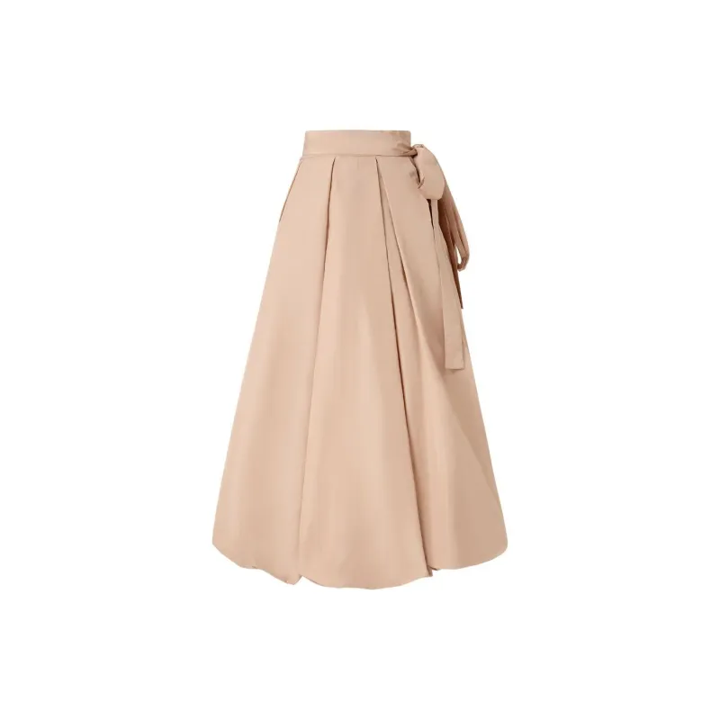 PINKO Bow Detailed Wide Taffeta Skirt-1
