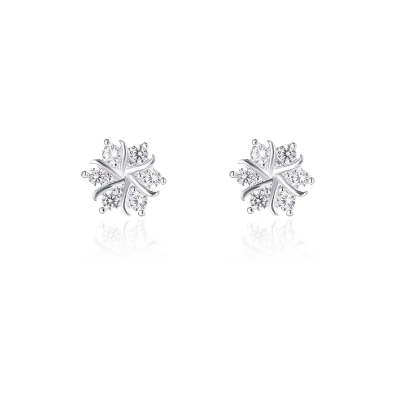 SINCE BEAUTY S999 Silver/zircon Stud Earrings Women's Silver-0