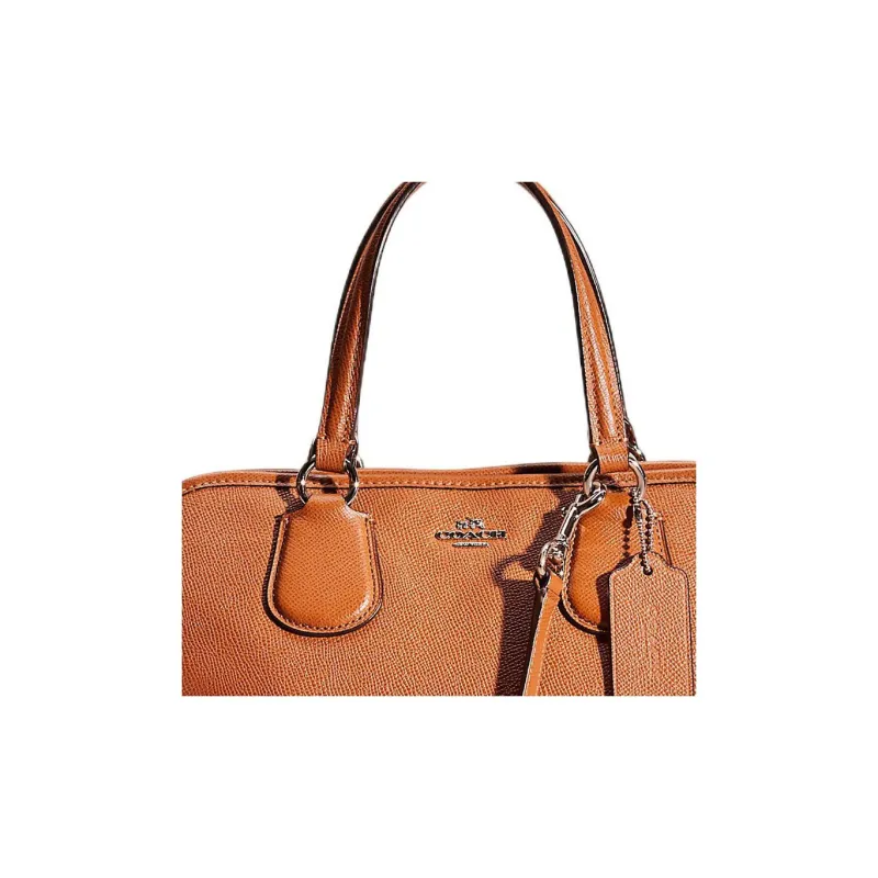 COACH Cross-Stitch Leather Boston Bag Handbag Shoulder Bag Crossbody Bag Large Size Men's Brown-1
