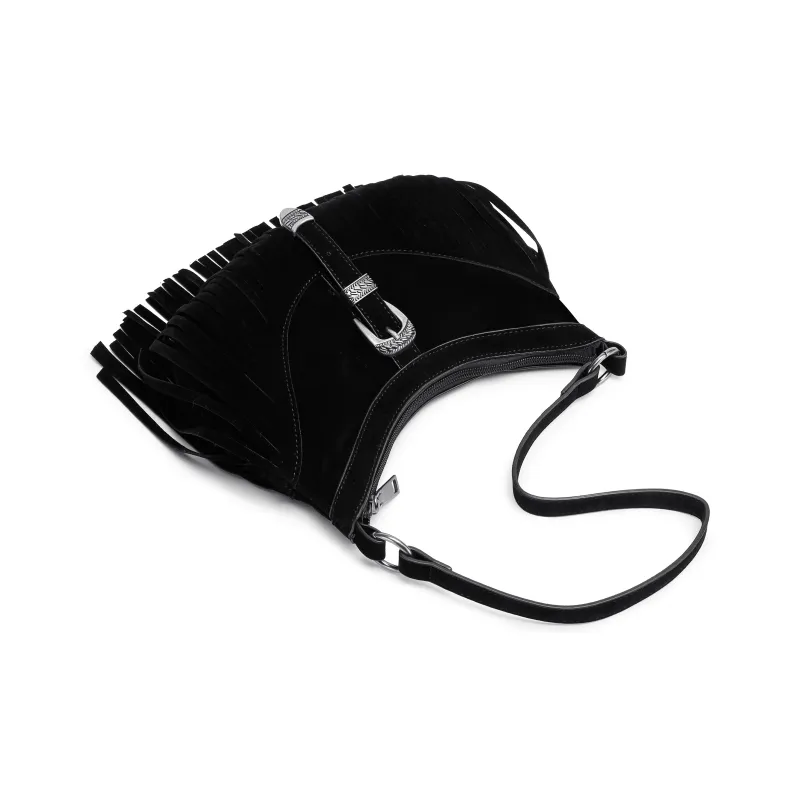 FAIRWHALE PU Shoulder Bag Women's Black/Brown-6