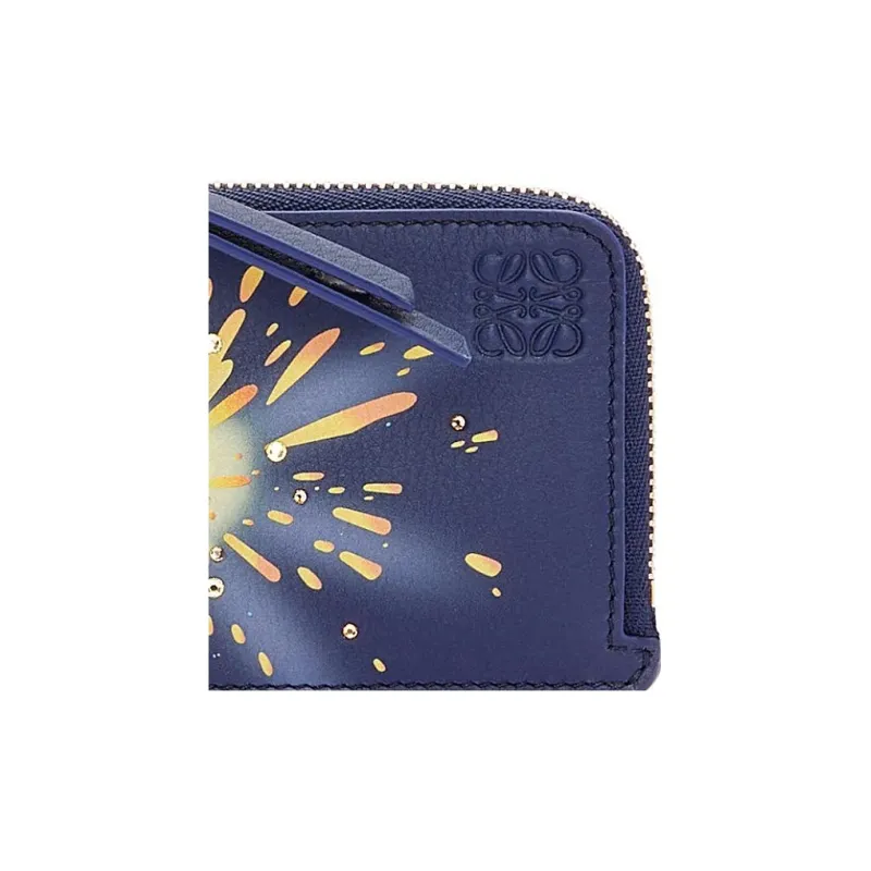 LOEWE Har's Mobile Castle, Collaboration Cow Leather Card Holder Unisex Sea Blue-4