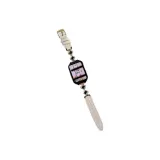 Gold Green Diamond Ecru Gold-Tone Lock-Plain Weave Leather Strap