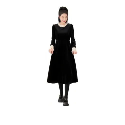 Fan Yiyi Long-Sleeved Dresses Women's Black