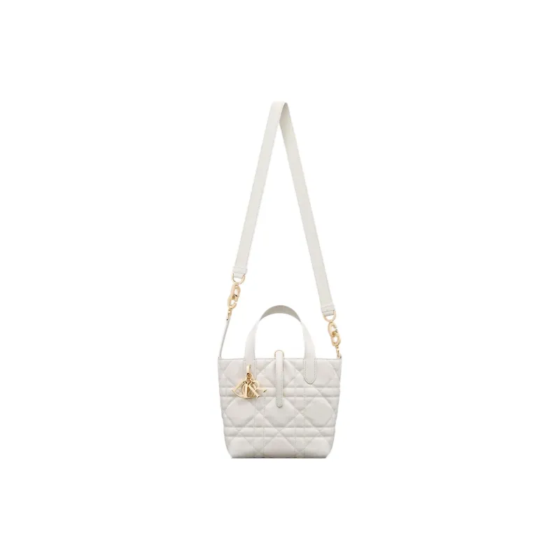 DIOR Toujours Cow Leather Basket Bag, Shoulder Bag, Crossbody Bag, Handbag Trumpets Women's Milk White-4