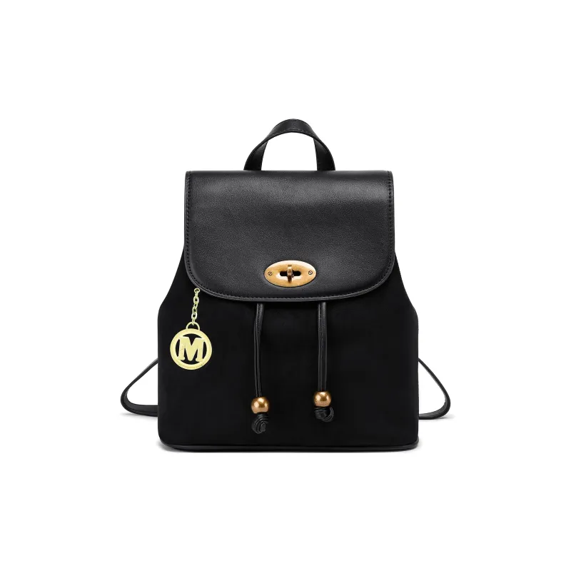 FAIRWHALE PU Backpack Regular Women's Black/Caramel-0