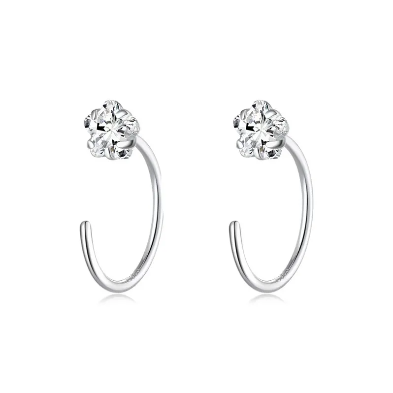 KIVA S999 Silver Stud Hoop Earrings Women's-17