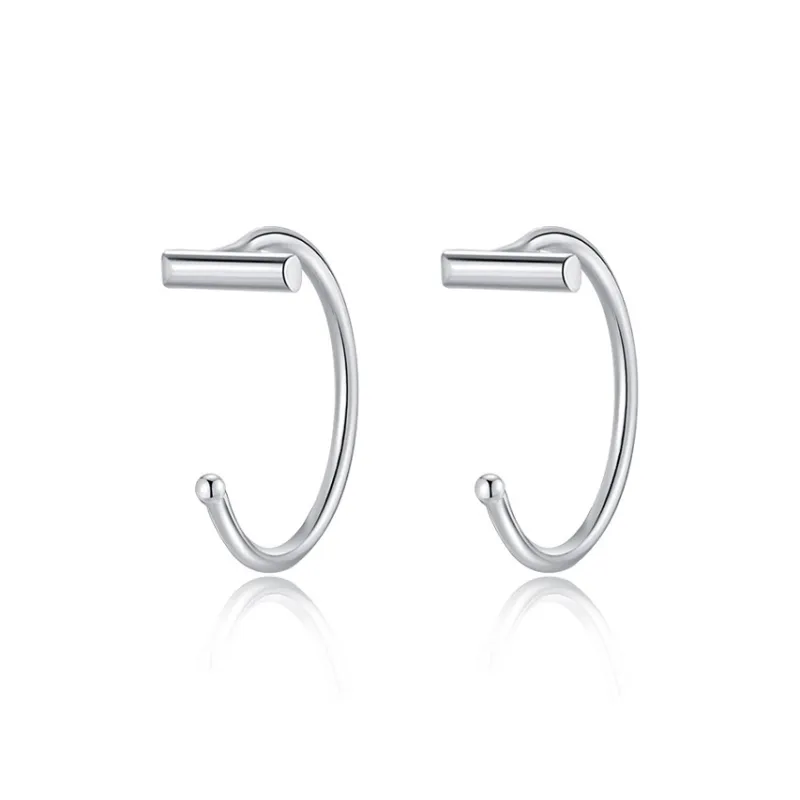 KIVA S999 Silver Stud Hoop Earrings Women's-13