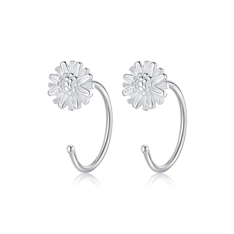 KIVA S999 Silver Stud Hoop Earrings Women's-8