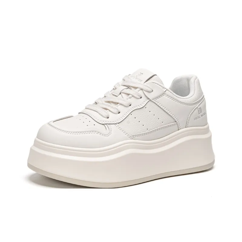 EXULL Q Coverage, Impact Resistance, Lightweight, Height Increasing Low Top Skateboard Shoes Women's Ecru-1