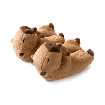 LATE TIME Capybara Cotton Slippers For Women's, Winter Closed Toe Padded Shoes, Warm Indoor Home Floor Slippers, Unisex