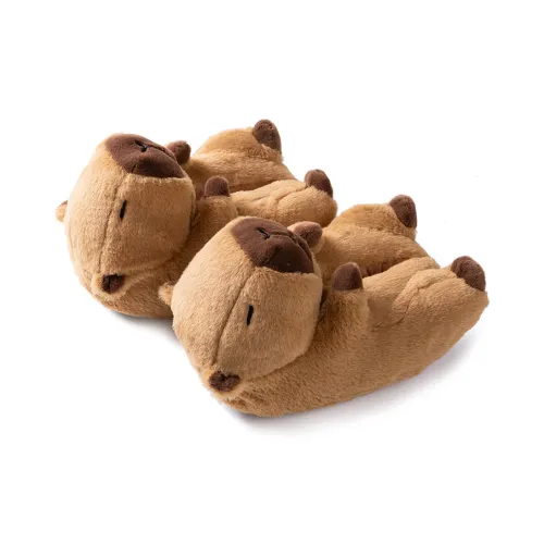 LATE TIME Capybara Cotton Slippers For Women's, Winter Closed Toe Padded Shoes, Warm Indoor Home Floor Slippers, Unisex