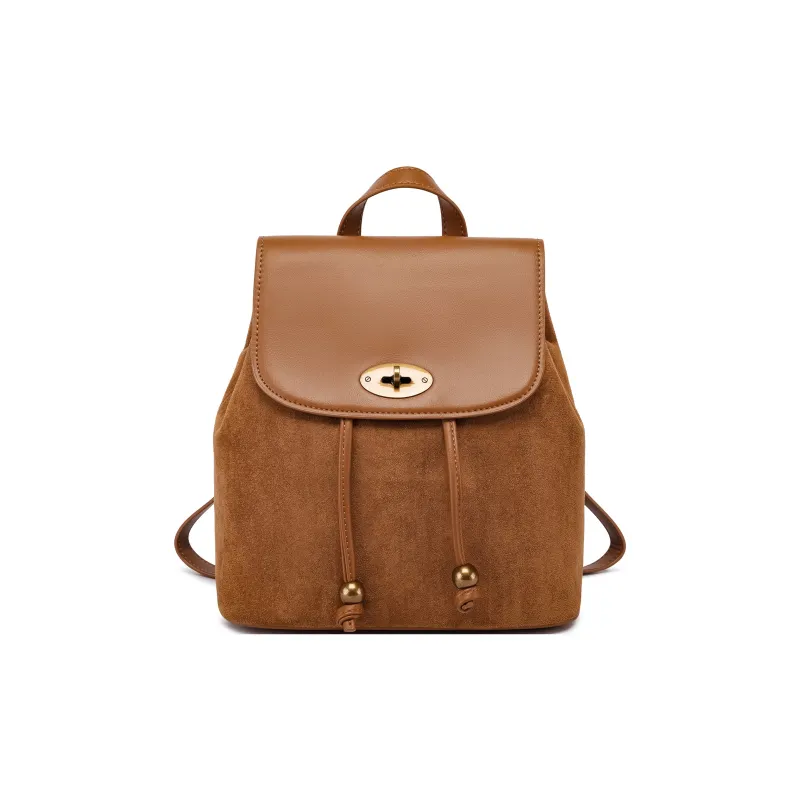 FAIRWHALE PU Backpack Regular Women's Black/Caramel-9