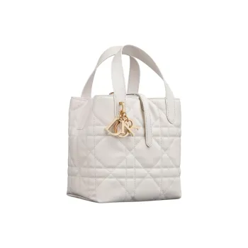 DIOR Toujours Cow Leather Basket Bag, Shoulder Bag, Crossbody Bag, Handbag Small Size Women's Milk White
