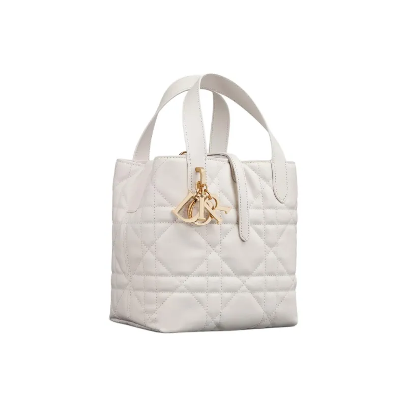 DIOR Toujours Cow Leather Basket Bag, Shoulder Bag, Crossbody Bag, Handbag Trumpets Women's Milk White-0