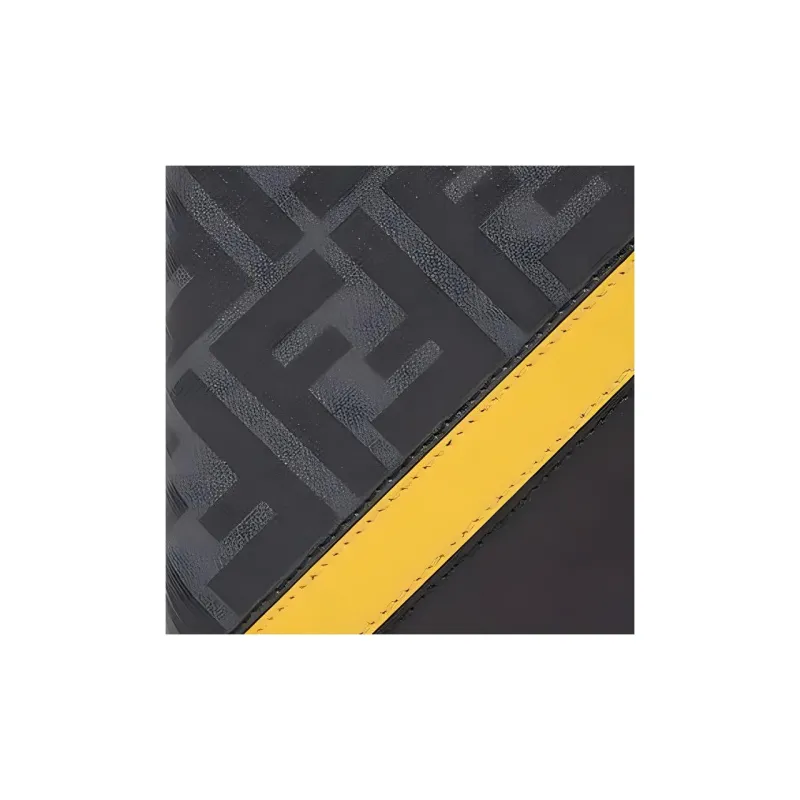 FENDI Coated Canvas With Leather Wallet Men's Black/Yellow-1
