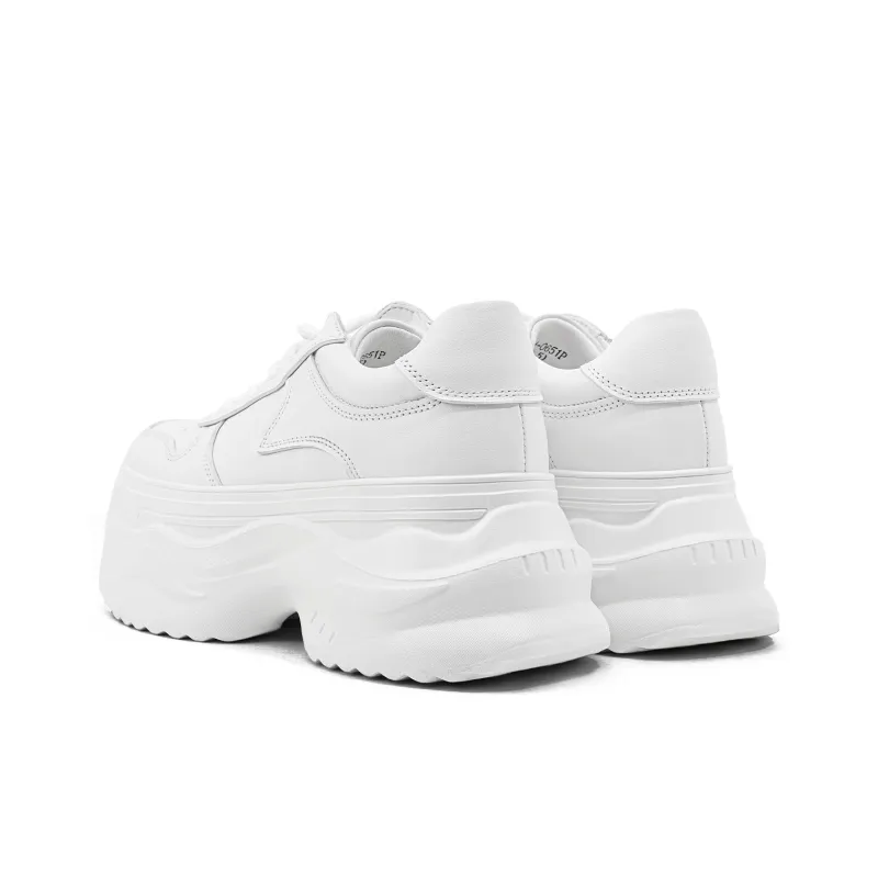 KMD Lightweight Height Increasing Low Top Casual Shoes Women's White-2