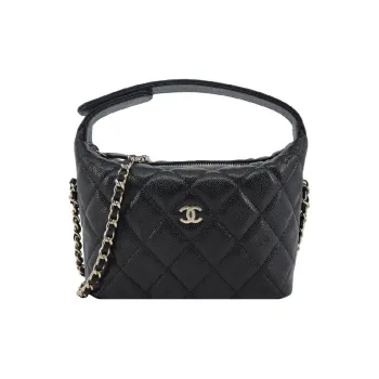 CHANEL Calfskin Hobo Bag Shoulder Bag Crossbody Handbag Women's Black