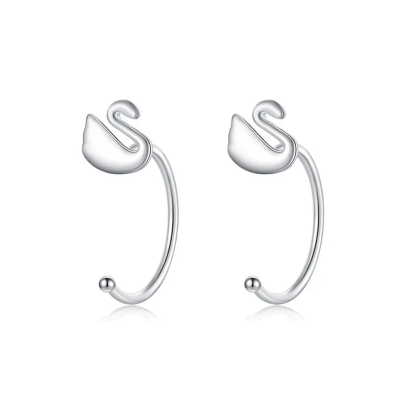 KIVA S999 Silver Stud Hoop Earrings Women's-23
