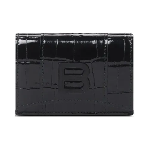 Balenciaga Hourglass Cow Leather Wallet Mini Women's Black