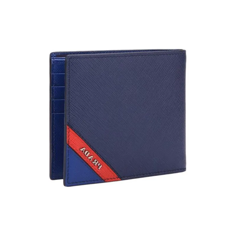 PRADA Cow Leather Wallet Men's Blue-1