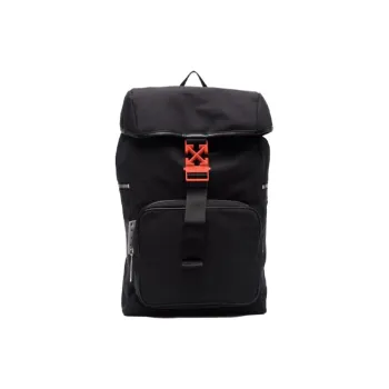 OFF WHITE Arrows Leather Trim Backpack Black Orange