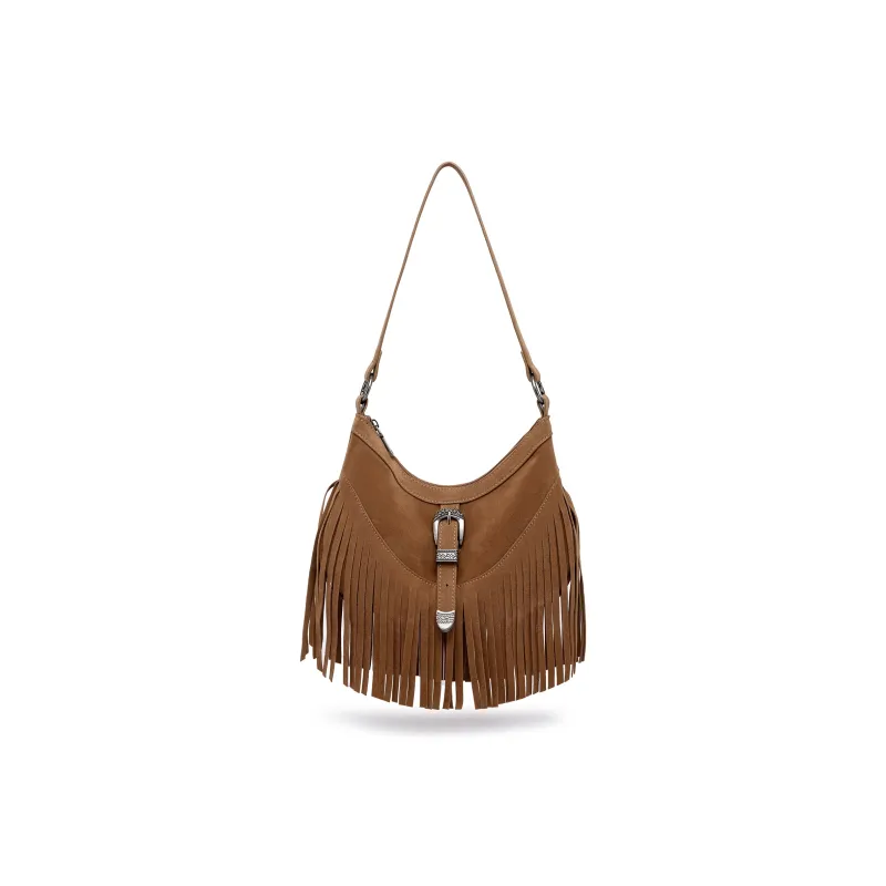 FAIRWHALE PU Shoulder Bag Women's Black/Brown-8