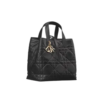 DIOR Toujours Cow Leather Basket Bag, Shoulder Bag, Crossbody Bag, Handbag Medium Size Women's Black
