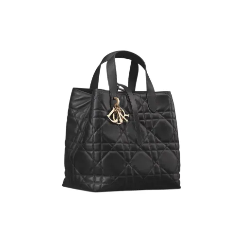 DIOR Toujours Cow Leather Basket Bag, Shoulder Bag, Crossbody Bag, Handbag Medium Size Women's Black
