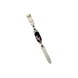 Gold Green Diamond Ecru Gold-Tone Lock-Plain Weave Leather Strap