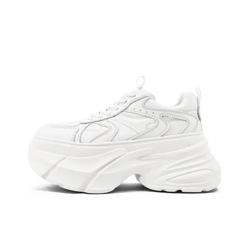 KMD Lightweight Height Increasing Low Top Chunky Sneakers Women's White