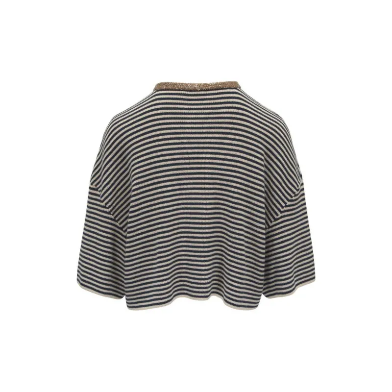 Brunello Cucinelli Striped Sequin Embellished Cardigan-1