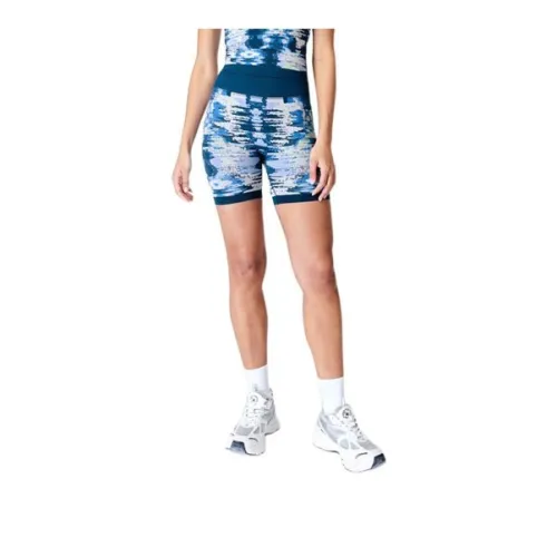 Sweaty Betty Sports Shorts Women's Blue Background With Zebra Print Embossing