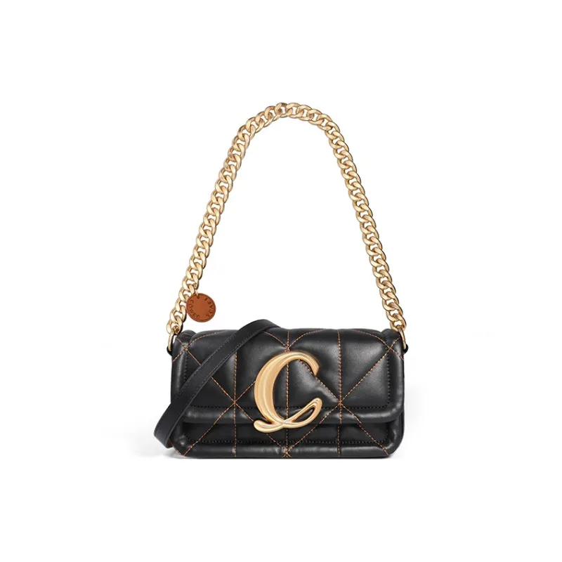 COWEC YCAKI Cow Leather Patchwork Synthetic Leather Shoulder Bag Medium Size Women's Black/Ecru/Denim Blue-1