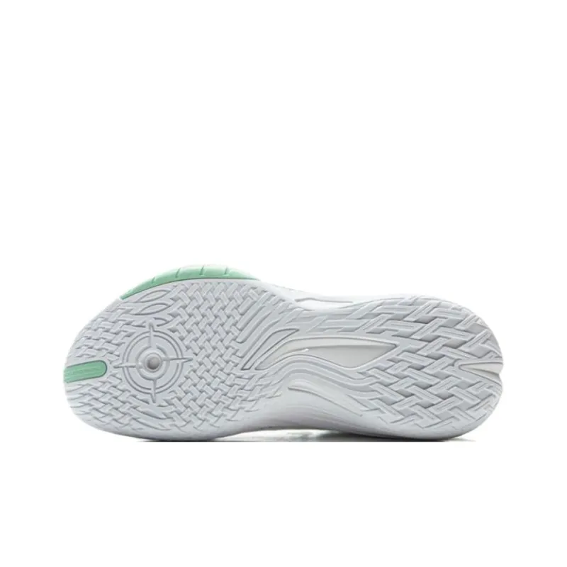 LiNing Wear Resistant Breathable Rebound Grip Low Top Outdoor Performance Basketball Shoes Men's White Green-3