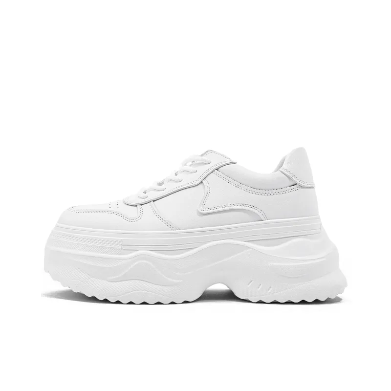 KMD Lightweight Height Increasing Low Top Casual Shoes Women's White-0