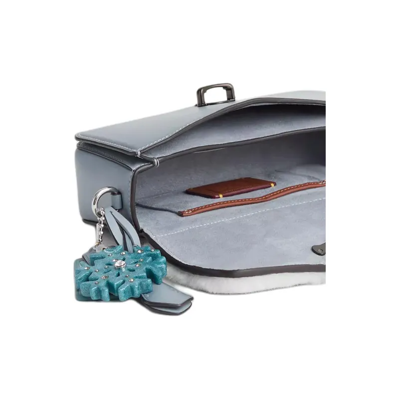 COACH Studio Leather Shoulder Bag Crossbody Bag Handbag Small Size Women's Silver & Gray Blue-4