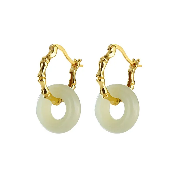 Tinessy Hetian Jade Earrings White Jade Women's-0