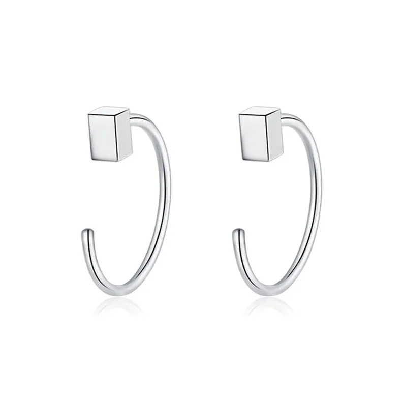 KIVA S999 Silver Stud Hoop Earrings Women's-14
